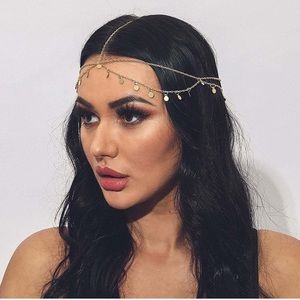 Aukmla Gold Sequins Head Chain Jewelry